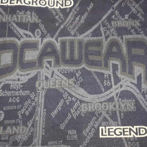 Vintage Rocawear T-Shirt Men XL Blue All Over NYC Map Underground Graphic Cotton - Picture 4 of 8